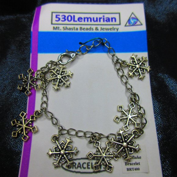 Snowflake Charm Jewelry Bracelet Adjustable Lobster Claw Clasp - Picture 1 of 4